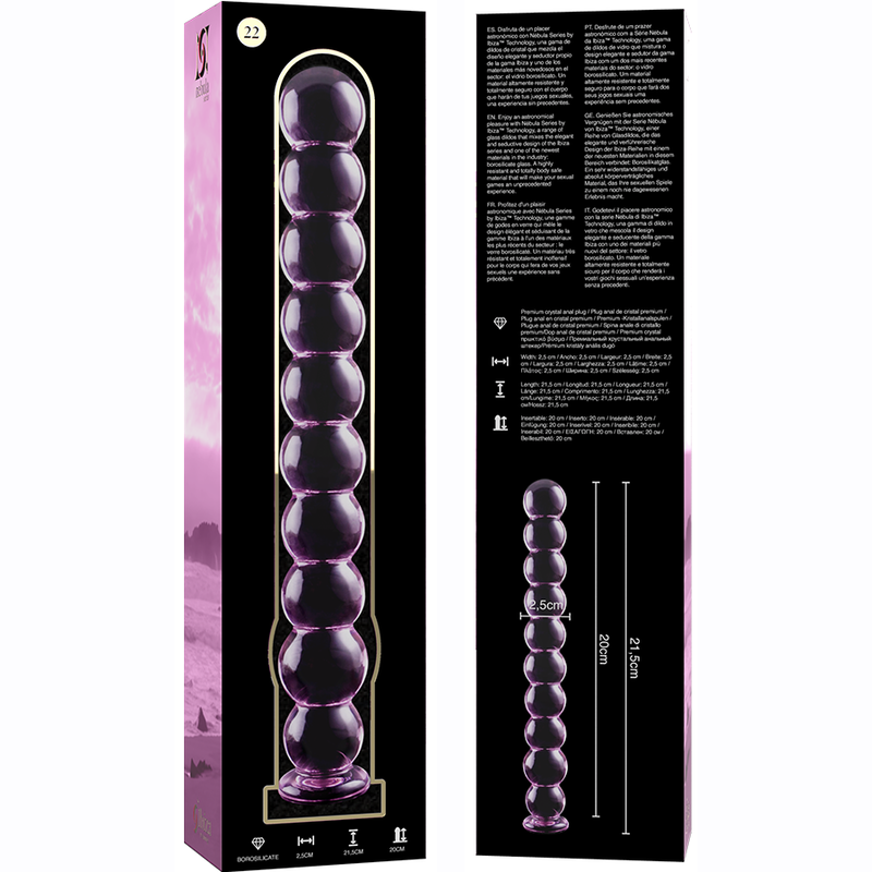 NEBULA SERIES BY IBIZA - MODELO 22 DILDO VIDRO BOROSILICADO TRANSPARENTE 21.5 CM -O- 2.5 CM - Sexshoptuga  Sexshoptuga 