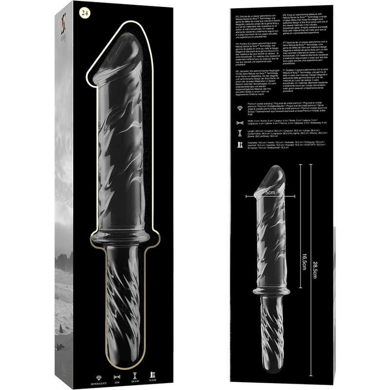 NEBULA SERIES BY IBIZA - MODELO 24 DILDO VIDRO BOROSILICADO TRANSPARENTE 28.5 CM -O- 5 CM - Sexshoptuga  Sexshoptuga 