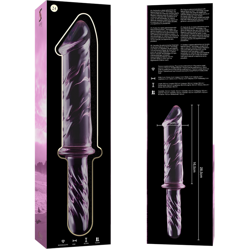 NEBULA SERIES BY IBIZA - MODELO 24 DILDO VIDRO BOROSILICADO TRANSPARENTE 28.5 CM -O- 5 CM - Sexshoptuga  Sexshoptuga 