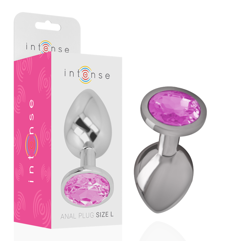 INTENSE - PLUG ANAL DE METAL DE ALUMÍNIO COM CRISTAL ROSA TAMANHO L - Sexshoptuga  Sexshoptuga 