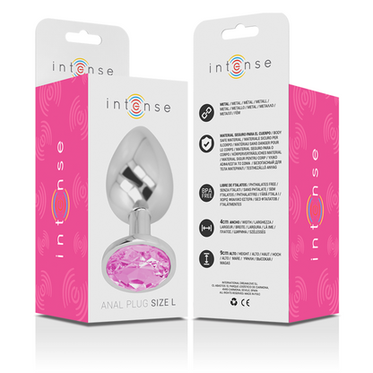 INTENSE - PLUG ANAL DE METAL DE ALUMÍNIO COM CRISTAL ROSA TAMANHO L - Sexshoptuga 