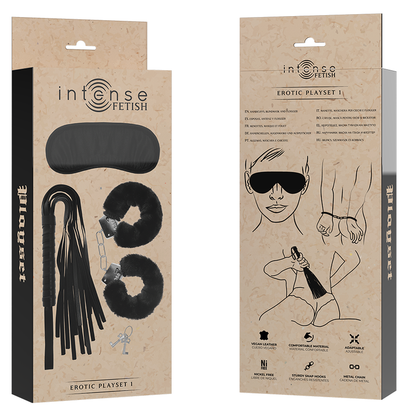 INTENSE - FETISH PLAYSET ERÓTICO 1 COM ALGEMAS, MSCARA CEGA E FLOGGER - Sexshoptuga 