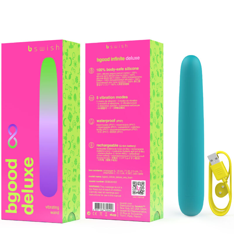 B SWISH - BGOOD INFINITE DELUXE VIBRADOR RECARREGVEL SILICONE AZUL - Sexshoptuga 