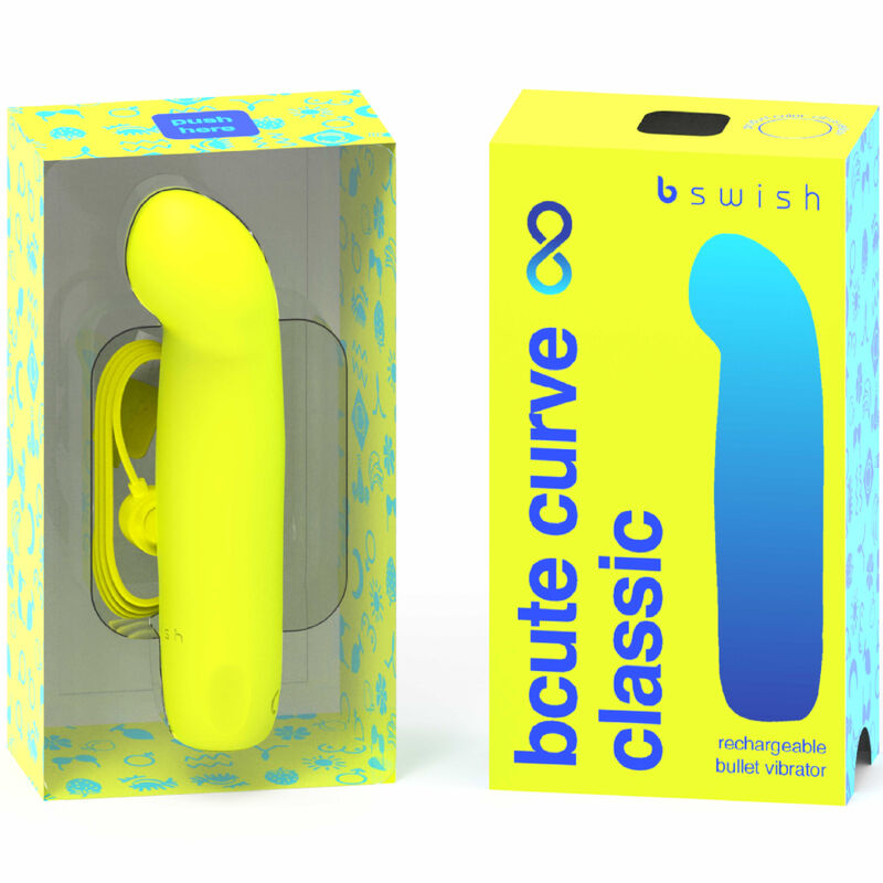 B SWISH - BCUTE CURVE INFINITE CLASSIC RECARREGVEL VIBRADOR DE SILICONE AMARELO - Sexshoptuga  Sexshoptuga 