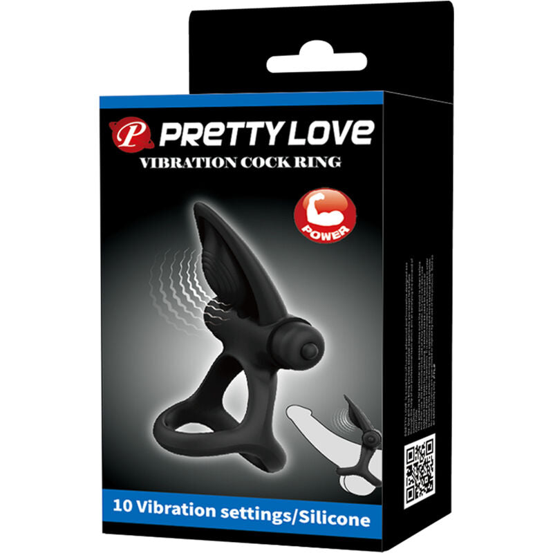 PRETTY LOVE - ANEL VIBRANTE 10 VIBRAÕES SILICONE PRETO - Sexshoptuga  Sexshoptuga 