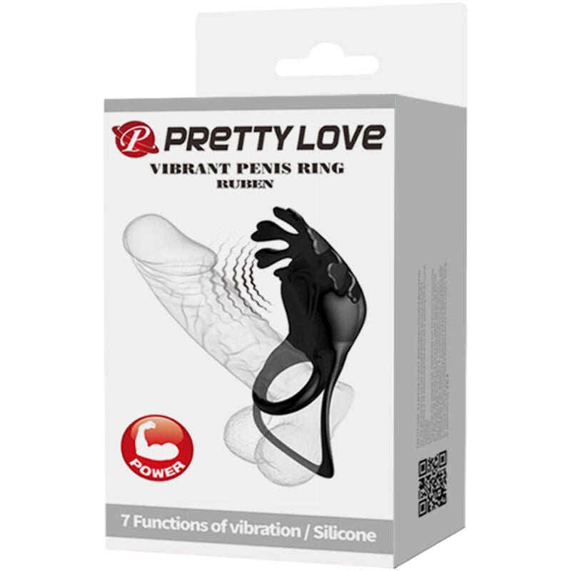 PRETTY LOVE - ANEL VIBRADOR RUBEN 7 VIBRAÕES SILICONE PRETO - Sexshoptuga  Sexshoptuga 