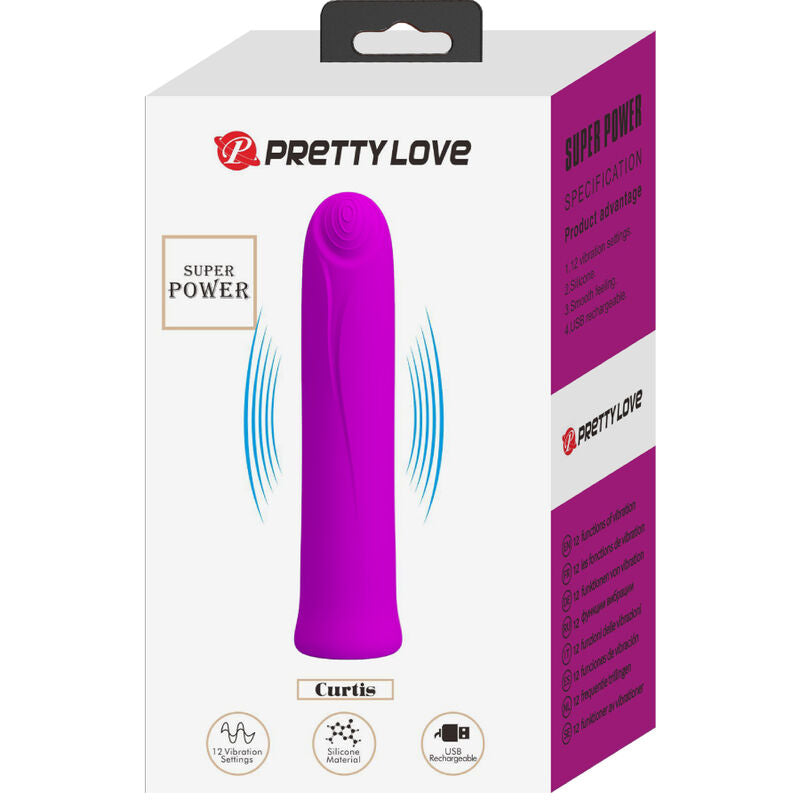 PRETTY LOVE - VIBRADOR CURTIS MINI SUPER POWER 12 VIBRAÕES DE SILICONE VIOLETA - Sexshoptuga 