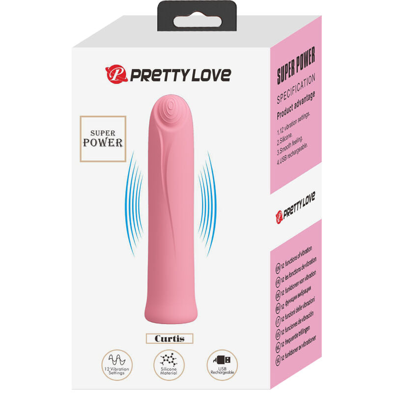 PRETTY LOVE - VIBRADOR CURTIS MINI SUPER POWER 12 VIBRAÕES DE SILICONE ROSA - Sexshoptuga  Sexshoptuga 