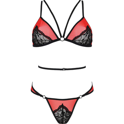 PASSION - CONJUNTO PEONIA LINHA ERÓTICA VERMELHA S/M - Sexshoptuga 