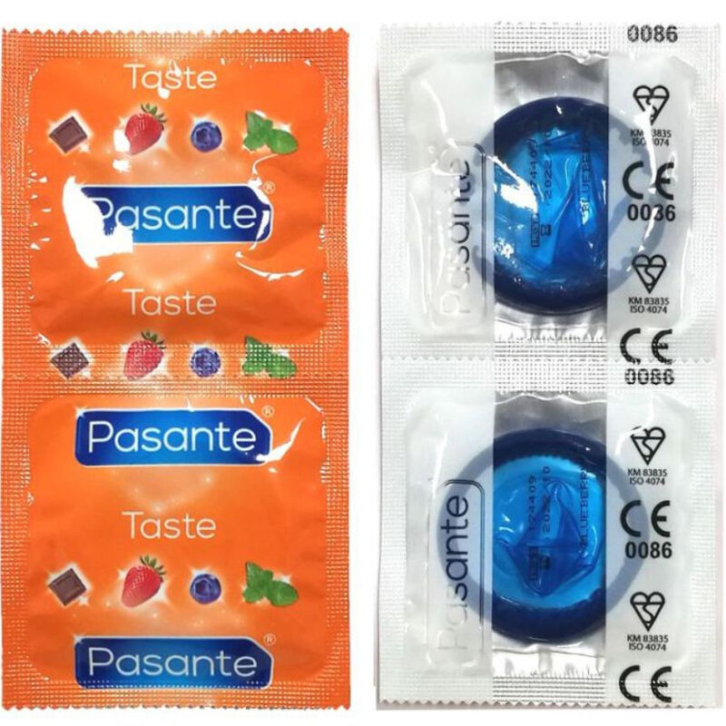 PASANTE - SACO DE PRESERVATIVO SABOR BLUEBERRY 144 UNIDADES - Sexshoptuga  Sexshoptuga 