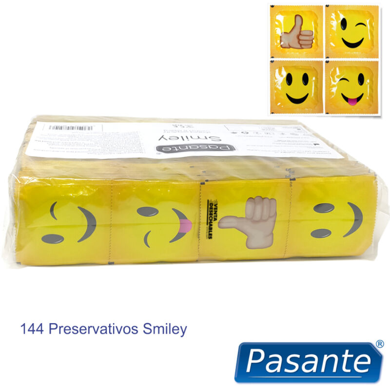 PASANTE - SACO DE PRESERVATIVOS SMILEY 144 UNIDADES - Sexshoptuga  Sexshoptuga 