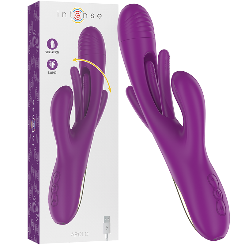 INTENSE - APOLO VIBRADOR MULTIFUNO RECARREGVEL 7 VIBRAÕES COM LÍNGUA OSCILANTE ROXA - Sexshoptuga 