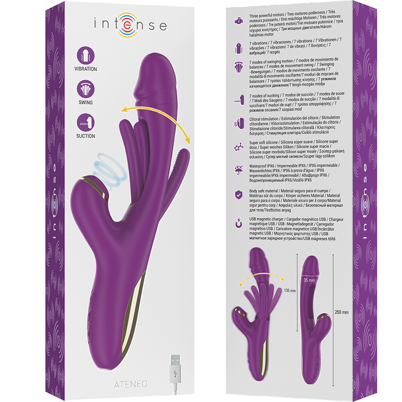 INTENSE - ATENEO VIBRADOR MULTIFUNO RECARREGVEL 7 VIBRAÕES COM LÍNGUA OSCILANTE E SUCO ROXA - Sexshoptuga  Sexshoptuga 