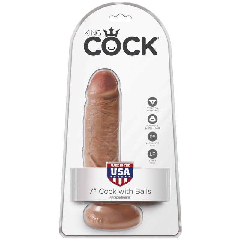 KING COCK - PÊNIS REALÍSTICO COM BOLAS 13.2 CM CARAMELO - Sexshoptuga 