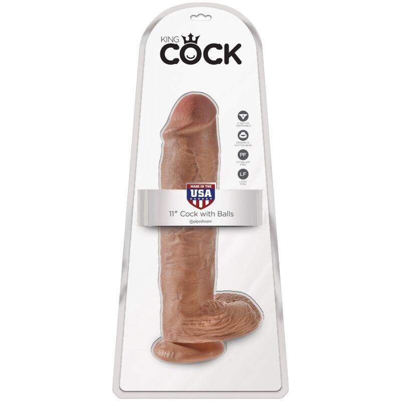 KING COCK - PÊNIS REALÍSTICO COM BOLAS 22.6 CM CARAMELO - Sexshoptuga 