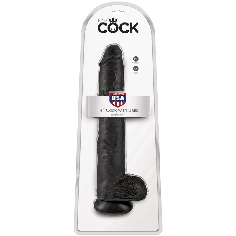 KING COCK - PÊNIS REALÍSTICO COM BOLAS 30.5 CM PRETO - Sexshoptuga 