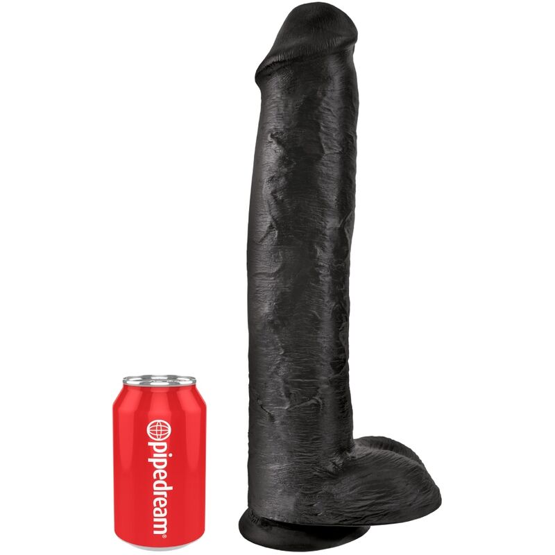 KING COCK - PÊNIS REALÍSTICO COM BOLAS 34.2 CM PRETO - Sexshoptuga 