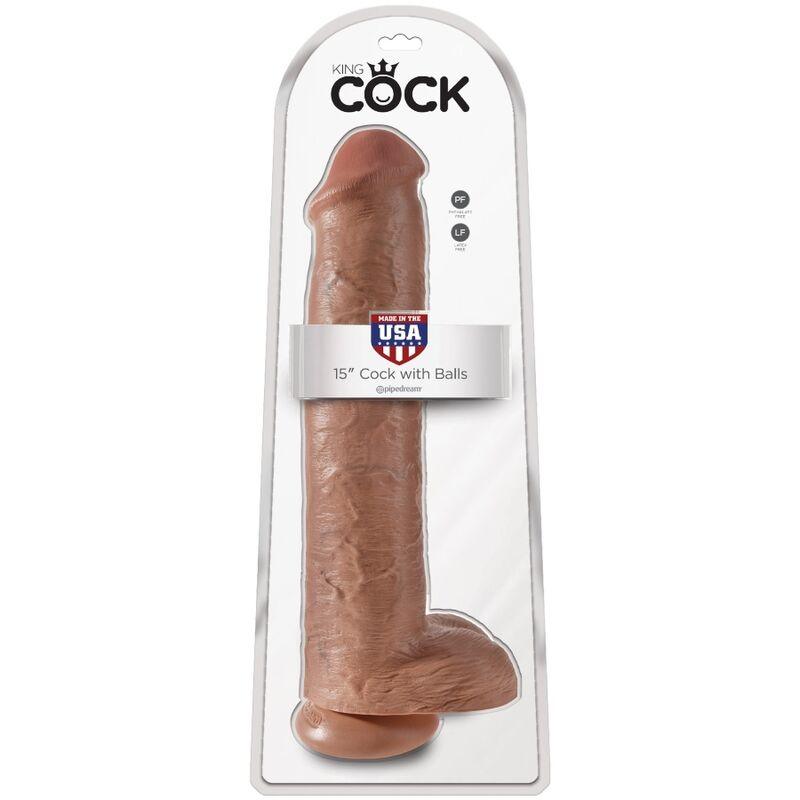 KING COCK - PÊNIS REALÍSTICO COM BOLAS 34.2 CM CARAMELO - Sexshoptuga 