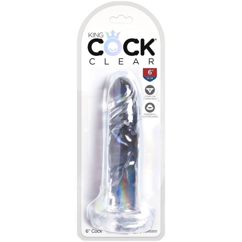 KING COCK - CLEAR PÊNIS REALÍSTICO 15.5 CM TRANSPARENTE - Sexshoptuga 