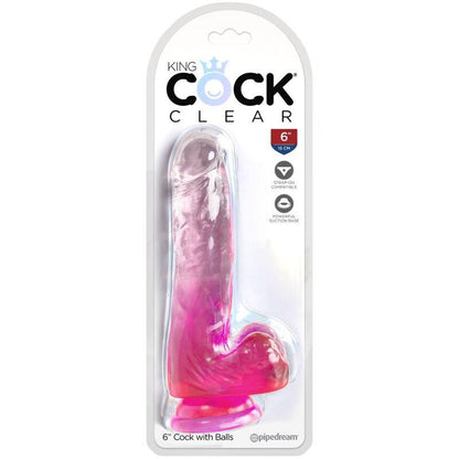 KING COCK - CLEAR PÊNIS REALÍSTICO COM BOLAS 13.5 CM ROSA - Sexshoptuga 