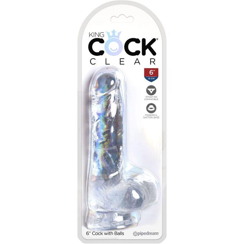 KING COCK - CLEAR PÊNIS REALÍSTICO COM BOLAS 13.5 CM TRANSPARENTE - Sexshoptuga 