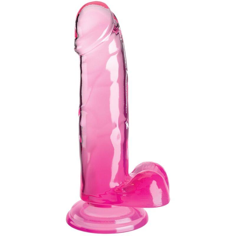 KING COCK - CLEAR PÊNIS REALÍSTICO COM BOLAS 15.2 CM ROSA - Sexshoptuga 