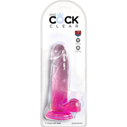 KING COCK - CLEAR PÊNIS REALÍSTICO COM BOLAS 15.2 CM ROSA - Sexshoptuga 