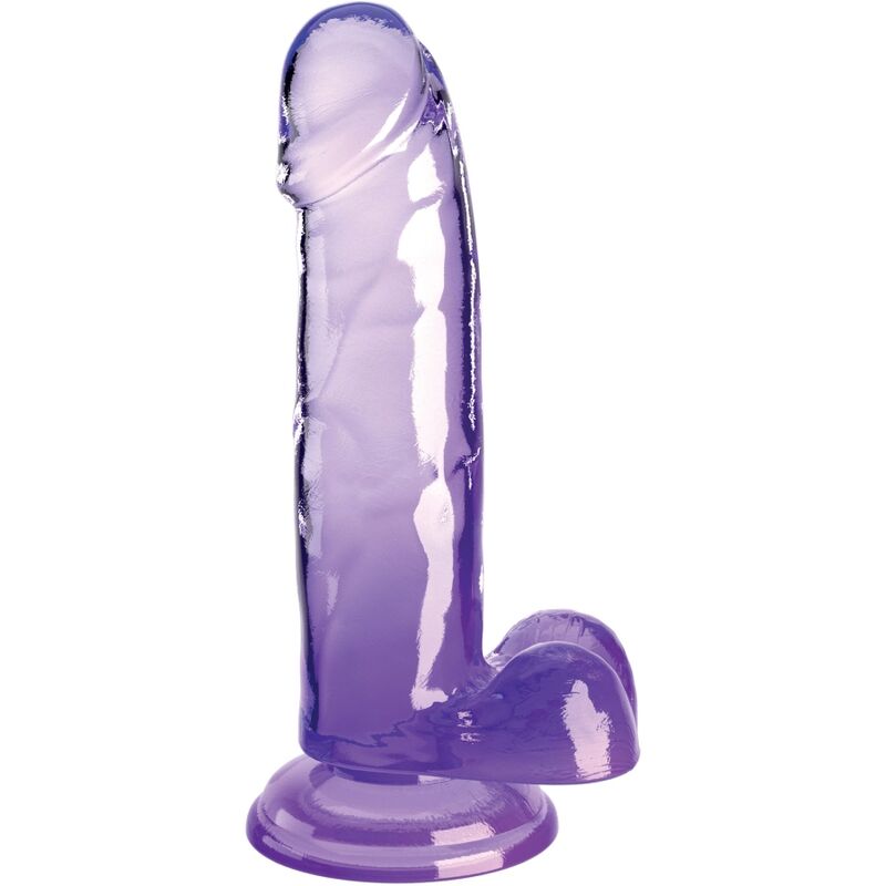 KING COCK - CLEAR PÊNIS REALÍSTICO COM BOLAS 15.2 CM ROXO - Sexshoptuga 