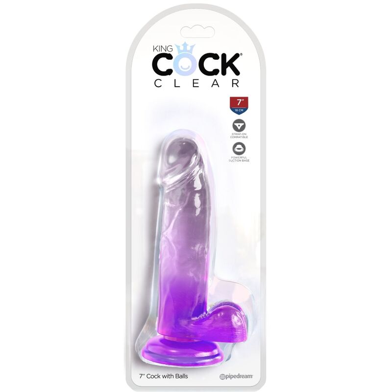 KING COCK - CLEAR PÊNIS REALÍSTICO COM BOLAS 15.2 CM ROXO - Sexshoptuga  Sexshoptuga 