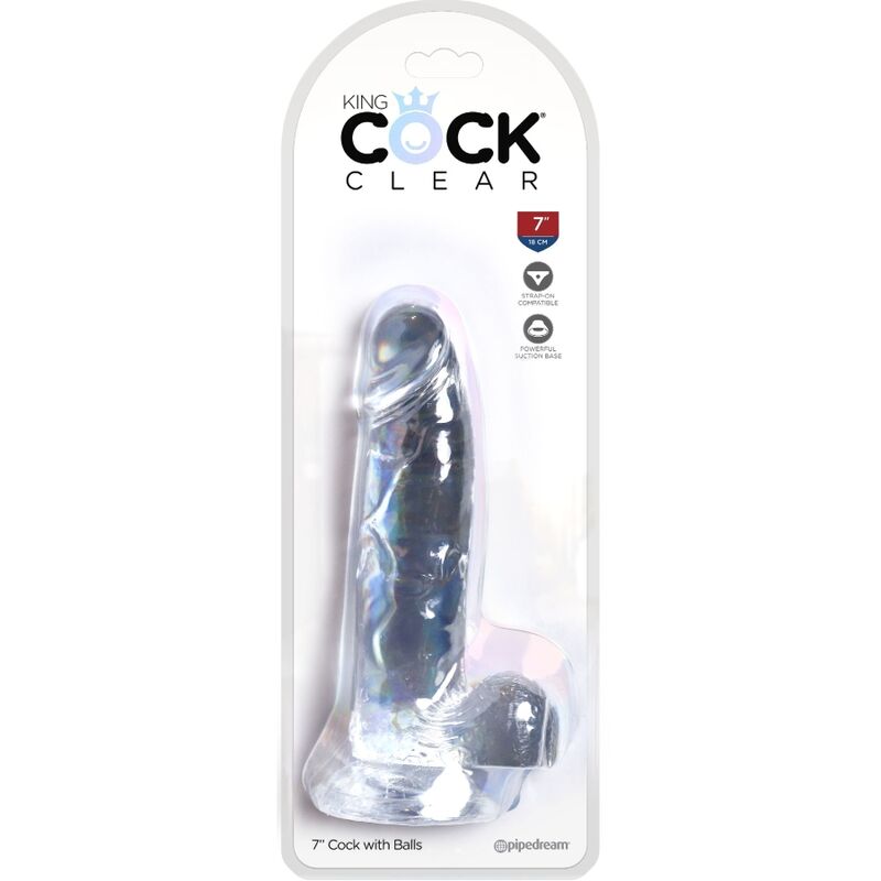 KING COCK - CLEAR PÊNIS REALÍSTICO COM BOLAS 15.2 CM TRANSPARENTE - Sexshoptuga 