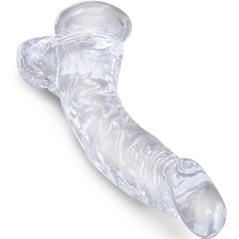 KING COCK - CLEAR PÊNIS CURVADO REALISTA COM BOLAS 16.5 CM TRANSPARENTE - Sexshoptuga 