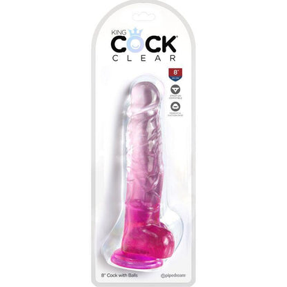 KING COCK - CLEAR PÊNIS REALÍSTICO COM BOLAS 16.5 CM ROSA - Sexshoptuga 