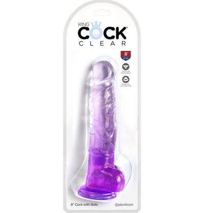 KING COCK - CLEAR PÊNIS REALÍSTICO COM BOLAS 16.5 CM ROXO - Sexshoptuga 