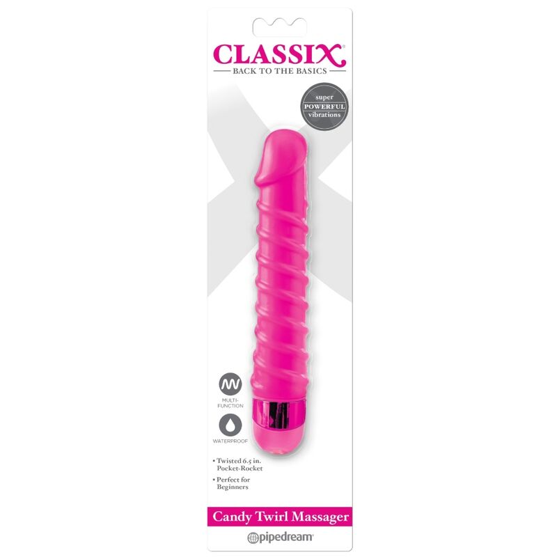 CLASSIX - MASSAGER VIBRANTE CANDY TWIRL 16,5 CM ROSA - Sexshoptuga 