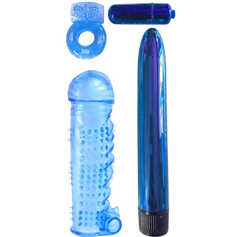 CLASSIX - KIT PARA CASAIS COM ANEL, BAINHA E BALAS AZUIS - Sexshoptuga 