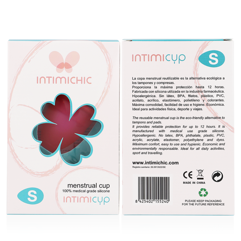 INTIMICHIC - COPO MENSTRUAL GRAU MÉDICO SILICONE - TAMANHO S - Sexshoptuga  Sexshoptuga 