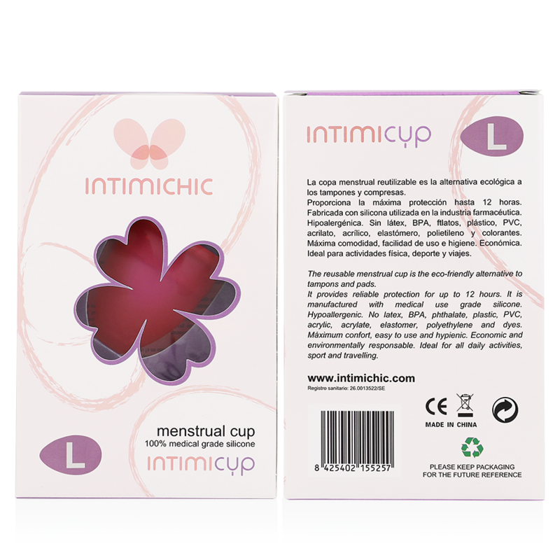 INTIMICHIC - COPO MENSTRUAL GRAU MÉDICO SILICONE - TAMANHO S - Sexshoptuga  Sexshoptuga 