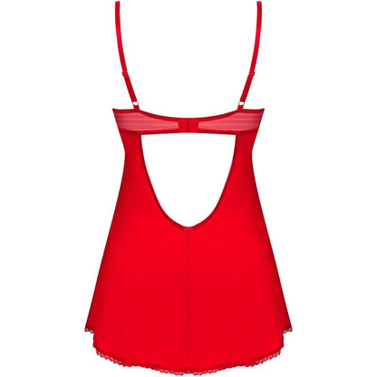 OBSESSIVE - INGRIDIA CHEMISE & TANGA RED XS/S - Sexshoptuga 