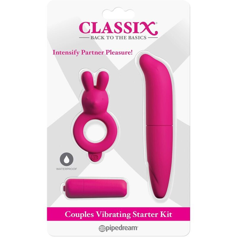 CLASSIX - KIT PARA CASAIS COM ANEL, BALA E ESTIMULADOR ROSA - Sexshoptuga  Sexshoptuga 