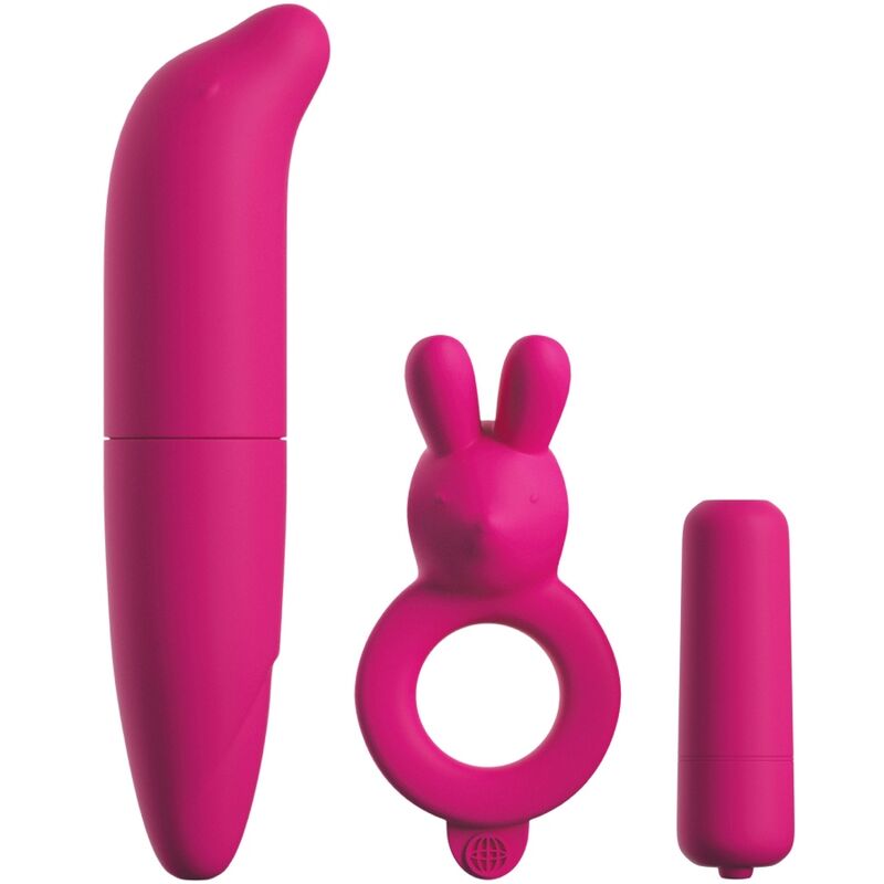 CLASSIX - KIT PARA CASAIS COM ANEL, BALA E ESTIMULADOR ROSA - Sexshoptuga  Sexshoptuga 