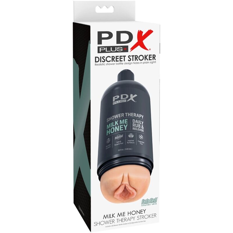 PDX PLUS - STROKER MASTURBATOR DESIGN DISCRETO DO GARRAFA DE SHAMPOO MILK ME HONEY - Sexshoptuga  Sexshoptuga 