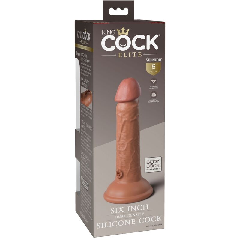 KING COCK - ELITE DILDO DE SILICONE REALÍSTICO 15.2 CM CARAMELO - Sexshoptuga 