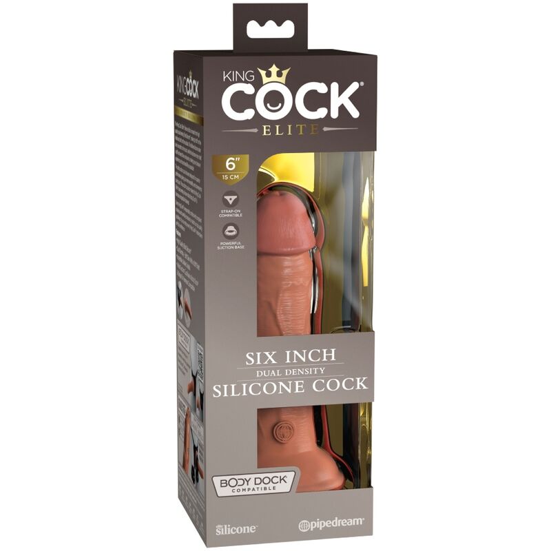 KING COCK - ELITE DILDO DE SILICONE REALÍSTICO 15.2 CM CARAMELO - Sexshoptuga 