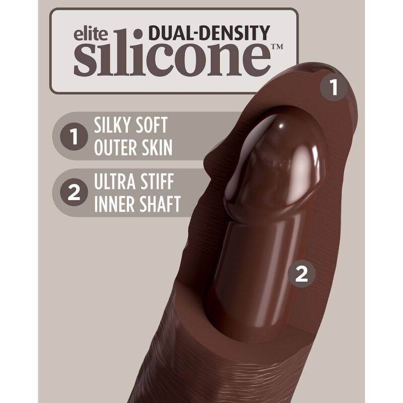 KING COCK - ELITE DILDO DE SILICONE REALISTA 28 CM MARROM - Sexshoptuga 