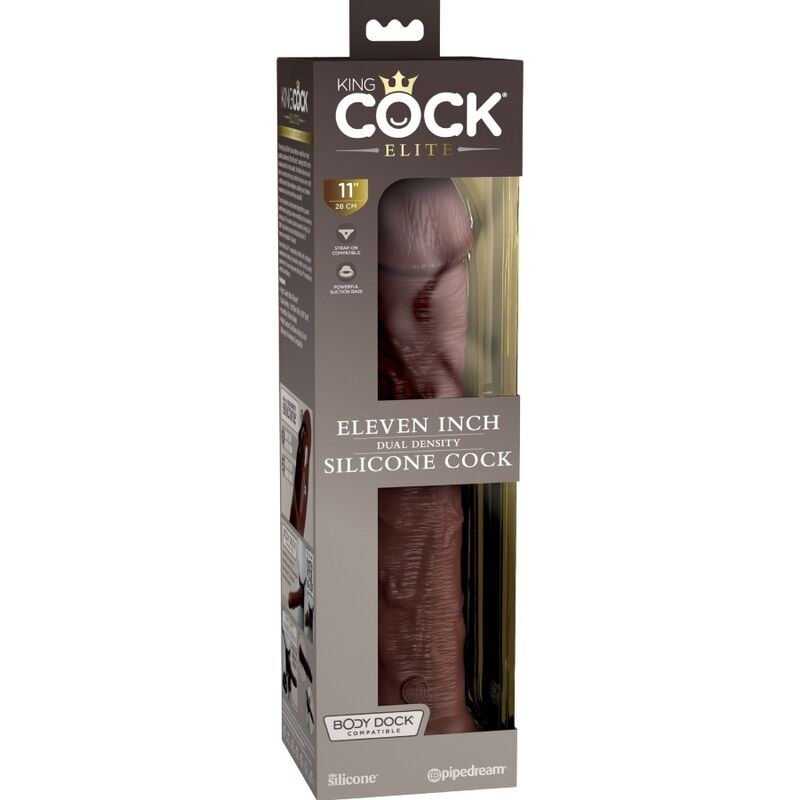 KING COCK - ELITE DILDO DE SILICONE REALISTA 28 CM MARROM - Sexshoptuga 