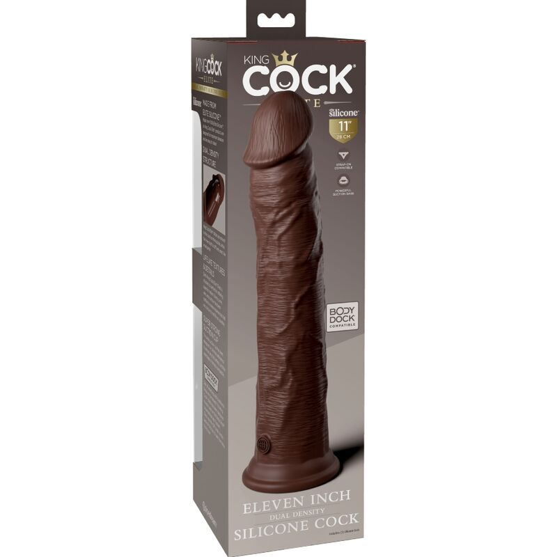 KING COCK - ELITE DILDO DE SILICONE REALISTA 28 CM MARROM - Sexshoptuga 