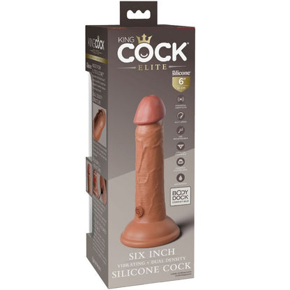 KING COCK - ELITE VIBRADOR REALÍSTICO E SILICONE 15.2 CM CARAMELO - Sexshoptuga 