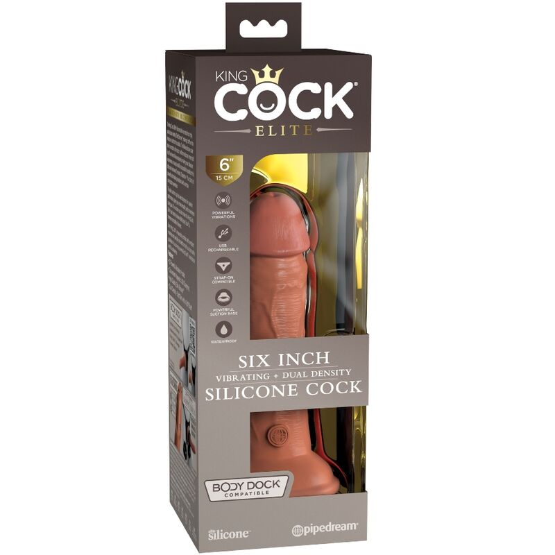 KING COCK - ELITE VIBRADOR REALÍSTICO E SILICONE 15.2 CM CARAMELO - Sexshoptuga 