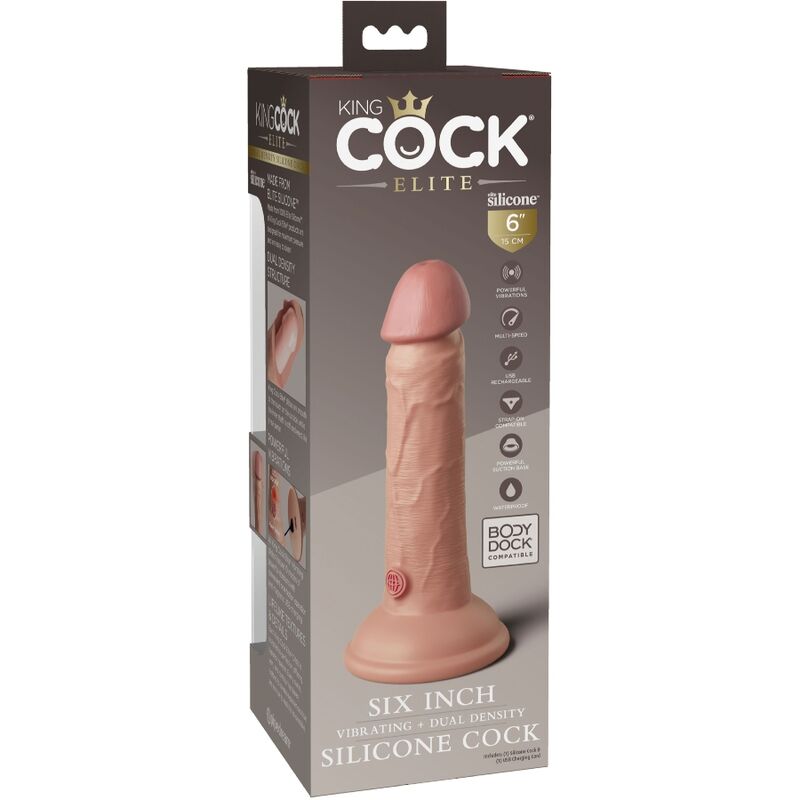 KING COCK - ELITE VIBRADOR REALÍSTICO E SILICONE 15.2 CM - Sexshoptuga 