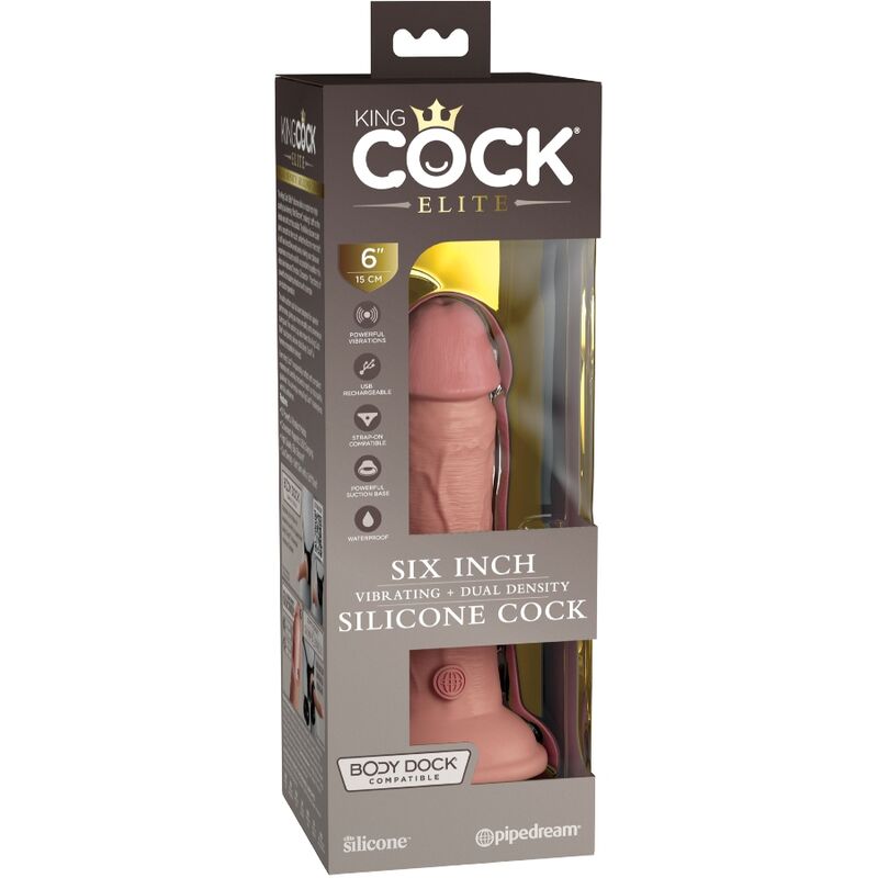 KING COCK - ELITE VIBRADOR REALÍSTICO E SILICONE 15.2 CM - Sexshoptuga 